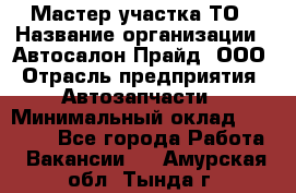 Мастер участка ТО › Название организации ­ Автосалон Прайд, ООО › Отрасль предприятия ­ Автозапчасти › Минимальный оклад ­ 20 000 - Все города Работа » Вакансии   . Амурская обл.,Тында г.